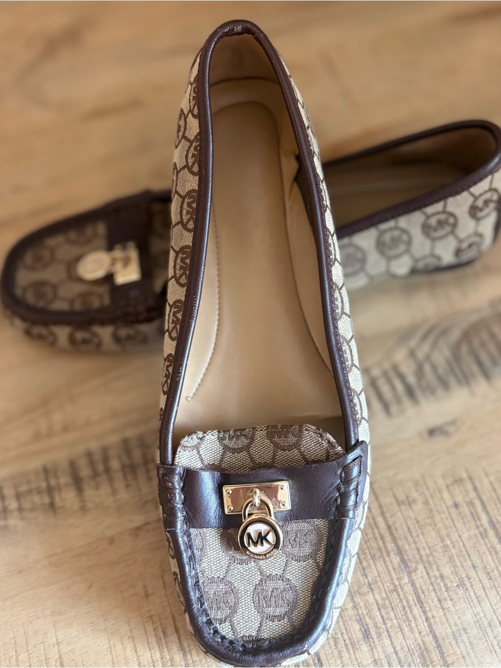 Michael Kors Hamilton Monogram Jacquard Loafers padlock logo